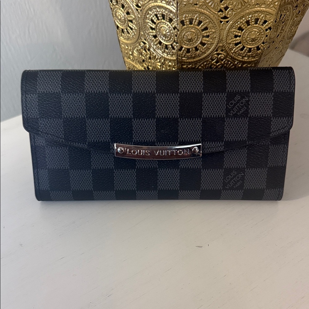 L V Inspired Damier Graphite Wallet
